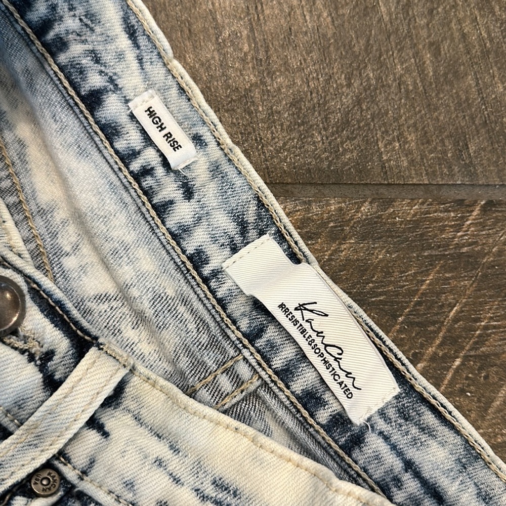 KanCan SS1173 Womens 24 High Rise Acid Wash Distressed Frayed Denim Shorts - Picture 8 of 11
